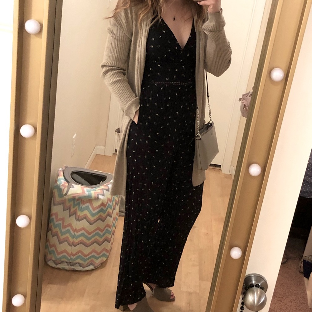 🦋 3/$20 American Eagle Pants Romper/ Jumpsuit Navy White Flora with Pockets